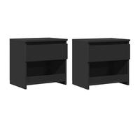 2 Pack Night Stands Black 40x30x39 cm, Plywood Bedside Tables with Drawer & Storage Shelf, Modern End Tables for Bedroom or Living Room, Easy Assembly & Clean