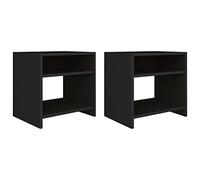 2 Pack Night Stands Black 40x30x40 cm, Plywood Bedside Tables with Open Compartment & Shelf, Sturdy Modern End Tables for Bedroom Living Room, Easy Assembly Storage Cabinet for Books Remote