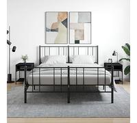 2 Pack Night Stands Black 40x41x50 cm, Engineered Wood Bedside Tables with Storage Shelf, Adjustable Feet for Stability, Modern End Table for Living Room Bedroom