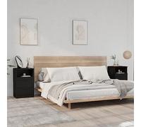 2 Pack Night Stands, Black Plywood Bedside Table with 2 Drawers & Open Shelf, Modern End Table for Bedroom, Living Room, Home Decor, Easy Assembly, Sturdy & Waterproof Surface (40x36x65cm)
