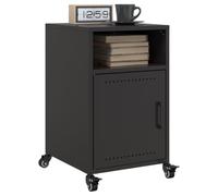 2 Pack Night Stands Black Steel 36x39x59 cm with Wheels & Drawer Elegant Bedside Tables with Storage, Cold Rolled Steel Frame, Easy to Move & Clean for Bedroom, Living Room