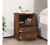 2 Pack Night Stands Oak Brown 43x36x60 cm with 2 Drawers & Open Shelf, Modern Bedside Tables for Bedroom, Sturdy Wood End Tables with Wall Mounting Kit, Elegant Storage Furniture for Home Decor