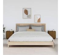 2 Pack Night Stands Pine Wood Honey Brown 40x34x45 cm with Storage Door, Rustic Bedside Tables for Bedroom, Solid Pine Wood Nightstands with 2 Compartments & Adjustable Door