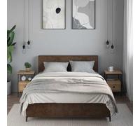 2 Pack Night Stands Set of 2, Engineered Wood & Iron Bedside Table with Storage Shelf, 34x36x50cm Compact End Table for Bedroom Living Room, Artisan Oak Finish, Sturdy & Adjustable Legs