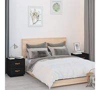 2 Pack Night Stands Solid Pine Wood Black 40x34x45 cm with 2 Drawers, Rustic Bedside Tables for Bedroom, Sturdy End Table with Spacious Storage for Living Room, Home Decor