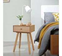 2 Pack Night Stands Solid Pine Wood Brown 40x30x61cm with Drawer, Retro Bedside Tables for Bedroom & Living Room, Easy Assembly Modern End Tables with Storage