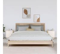 2 Pack Night Stands Solid Pine Wood White 40x34x45 cm with Storage Door - Rustic Bedside Tables for Bedroom, Living Room - Easy Assembly, Durable Surface for Decor