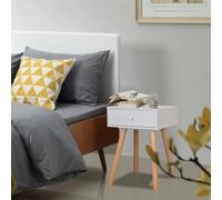 2 Pack Night Stands Solid Pine Wood White Retro Bedside Tables with Drawer 40x30x61 cm for Bedroom Living Room Easy Assembly Durable Modern Furniture