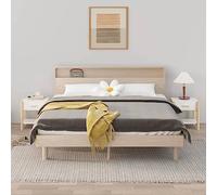 2 Pack Night Stands White, Plywood Bedside Tables with Solid Wood Legs, 42x38x45cm Storage End Table for Bedroom, Modern Side Table with Smooth Surface for Lamp & Books