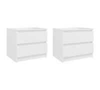 2 Pack Night Stands White Plywood with 2 Drawers, Modern Bedside Tables 50x39x43.5cm for Bedroom, Sturdy Storage End Table with Easy Assembly and Cleaning