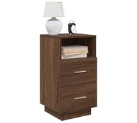 2 Pack Night Stands with 2 Drawers, Brown Oak Bedside Table 36x36x68cm, Sturdy Engineered Wood Bedside Cabinet with Open Storage Shelf for Bedroom, Living Room