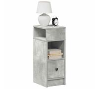 2 Pack Night Stands with Drawer, Concrete Gray Bedside Tables 25x31x66 cm, Engineered Wood Storage End Table for Bedroom, Modern Side Table with Open Shelf and Smooth Surface