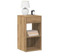 2 Pack Night Stands with Drawer, Solid Oak Finish Bedside Tables 35x34x66.5 cm, Handcrafted Wooden End Table for Bedroom Storage, Sturdy Engineered Wood with Open Shelf and Wall Mounting Hardware