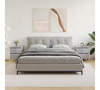 2 Pack Night Stands with Drawers, Engineered Wood Bedside Table in Concrete Gray, Modern Bedroom Furniture, 40x35x50 cm, Sturdy & Spacious Storage for Home Decor