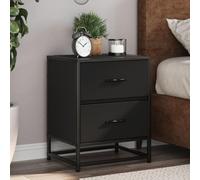 2 Pack Night Stands with Drawers, Engineered Wood Bedside Table, Modern Black End Table for Bedroom Living Room, 40x31x50 cm, Sturdy Surface & Ample Storage Space