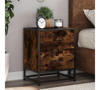 2 Pack Night Stands with Drawers, Engineered Wood Smoked Oak Bedside Tables 40x31x50cm, Modern Storage End Table for Bedroom Living Room, Sturdy Surface & Easy Assembly