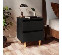 2 Pack Night Stands with Pine Wood Legs, Scandinavian Style Bedside Table with 2 Drawers, Black Modern End Table for Bedroom, 40x35x50 cm, Easy to Clean and Assemble