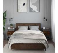 2 Pack Night Stands with Shelf, Smoked Oak Engineered Wood Bedside Tables 40x40x55cm, Modern End Tables for Bedroom & Living Room, Sturdy & Moisture Resistant