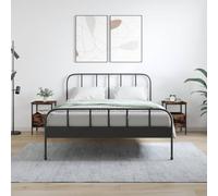 2 Pack Night Stands with Storage, Engineered Wood & Iron Smoke Oak Bedside Table 34x36x50cm, Compact Design for Bedroom Living Room, Adjustable Legs & Wall Mounting