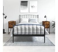 2 Pack Night Stands with Storage, Engineered Wood & Iron Smoke Oak Bedside Tables 32x42x70cm, Compact End Table for Bedroom Living Room, Adjustable Legs & Wall Mounting Hardware Included