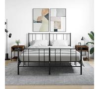 2 Pack Night Stands with Storage, Engineered Wood & Iron Smoke Oak Bedside Tables 40x41x50cm, Adjustable Legs for Uneven Floors, Wall Mounting Kit Included for Safety, Modern Bedroom Furniture