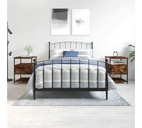 2 Pack Night Stands with Storage, Engineered Wood & Iron Smoke Oak Bedside Tables 40x42x56cm, Compact End Table for Bedroom Living Room, Adjustable Legs & Wall Mounting Hardware Included