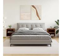 2 Pack Night Stands with Storage, Engineered Wood Smoke Oak Bedside Tables 40x30x50 cm, Modern End Tables for Bedroom Living Room, Sturdy Surface & Easy to Clean