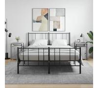 2 Pack Night Stands with Storage, Grey Engineered Wood Bedside Table 40x42x60 cm, Compact End Table for Bedroom Living Room, Sturdy Iron Frame & Adjustable Legs