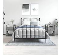 2 Pack Night Stands with Storage, Sonoma Grey Engineered Wood Bedside Table 40x42x55cm, Compact End Table for Bedroom Living Room, Sturdy Metal Frame & Adjustable Legs