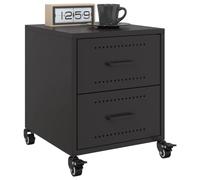 2 Pack Night Stands with Wheels, Black Steel Bedside Table with 2 Drawers, Cold Rolled Metal End Table 36x39x43.5cm for Living Room Bedroom, Modern Storage Furniture Easy to Move and Clean