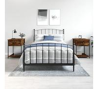 2 Pack Nightstand Set, Engineered Wood & Iron Smoke Oak Bedside Tables with Storage Shelf, 44x45x58 cm Modern End Tables for Living Room, Bedroom, Adjustable Legs & Wall Mounting Hardware Included