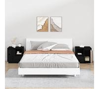 2 Pack Nightstand Set, Solid Pine Wood Bedside Table with Storage Shelf, 50x34x50 cm Rustic Black End Table for Bedroom Living Room, Easy Assembly Modern Night Stand with Stable Surface