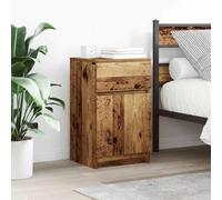 2 Pack Nightstand Set, Vintage Wood Finish Bedside Table with Storage Drawer, 39x35x65cm Engineered Plywood End Table for Bedroom Living Room, Sturdy Surface & Wall Mounting Hardware Included