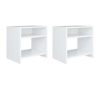 2 Pack Nightstand Side Table with Storage Shelf, White Plywood Bedside 40x30x40 cm for Bedroom Living Room, Modern End Table with Open Compartment & Easy Assembly