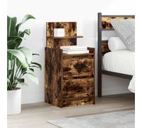 2 Pack Nightstand with 2 Drawers, Smoked Oak Finish, Bedside Table for Bedroom, Sturdy Engineered Wood, 38x34x80 cm, Modern Storage End Table with Smooth Surface, Easy to Clean