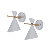2 Pack Nordic Wood Wall Sconce Adjustable Bedside Reading Wall Lamp Color Room Lighting Fixture, E27 Hardwired Metal Wall Sconces For Bedroom Living Room Hallway