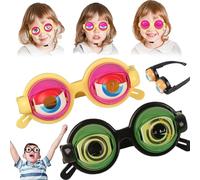 2 Pack Novelty Winking Eye Glass with Strap,Funny Blinking Glass for Kids ＆ Adults Kinetic Pull-String Blinking Crazy Eyes Glasses,Lightweight & Comfortable Gag Gifts for Shows,Parties & Photos (D)