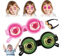 2 Pack Novelty Winking Eye Glass with Strap,Funny Blinking Glass for Kids ＆ Adults Kinetic Pull-String Blinking Crazy Eyes Glasses,Lightweight & Comfortable Gag Gifts for Shows,Parties & Photos (E)