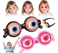 2 Pack Novelty Winking Eye Glass with Strap,Funny Blinking Glass for Kids ＆ Adults Kinetic Pull-String Blinking Crazy Eyes Glasses,Lightweight & Comfortable Gag Gifts for Shows,Parties & Photos (B)