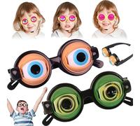 2 Pack Novelty Winking Eye Glass with Strap,Funny Blinking Glass for Kids ＆ Adults Kinetic Pull-String Blinking Crazy Eyes Glasses,Lightweight & Comfortable Gag Gifts for Shows,Parties & Photos (A)