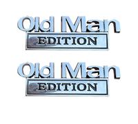 2 Pack Old Man Edition Car Emblem, 3D Metal Car Badges Emblems, Old Man Edition Auto Sticker Decal, Waterproof Automotive Editions Bumper Sticker Decoration for Cars SUV Trunk Body Door Window