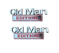 2 Pack Old Man Edition Car Emblem, 3D Metal Car Badges Emblems, Old Man Edition Auto Sticker Decal, Waterproof Automotive Editions Bumper Sticker Decoration for Cars SUV Trunk Body Door Window