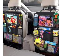 2 Pack Organizador de Asiento de Coche, Protectores de Asiento para Coche, Organizador Asiento Trasero Niños para Tablet iPad Para Almacenar Juguetes, Bocadillos Y Tazas En El Auto