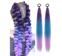 2 Pack Purple Ponytail Extension with Elastic Tie 26 Inch -Straight Sleek Wrap Around Braid Hairpiece,Ideal for Purple Hair Extensions for Braids, Cosplay,Party Use, Lightweight & Natural Look (#1)