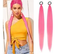 2 Pack Purple Ponytail Extension with Elastic Tie 26 Inch -Straight Sleek Wrap Around Braid Hairpiece,Ideal for Purple Hair Extensions for Braids, Cosplay,Party Use, Lightweight & Natural Look (#5)