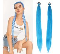 2 Pack Purple Ponytail Extension with Elastic Tie 26 Inch -Straight Sleek Wrap Around Braid Hairpiece,Ideal for Purple Hair Extensions for Braids, Cosplay,Party Use, Lightweight & Natural Look (#11)