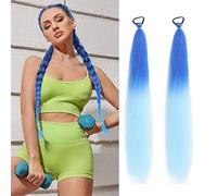 2 Pack Purple Ponytail Extension with Elastic Tie 26 Inch -Straight Sleek Wrap Around Braid Hairpiece,Ideal for Purple Hair Extensions for Braids, Cosplay,Party Use, Lightweight & Natural Look (#10)