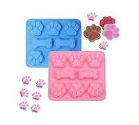 2-Pack Silicone Molds for Dog Treats Paw Bone Shape Reusable Ice Cube Tray Making Kit for Baking Chocolate Jelly Cake Candy Mold