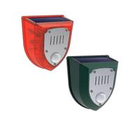 2 Pack Solar Security Alarm Lights, 129db Gunshot Sounds & Dog Barking Sound & Light Strobe Light Warning Lamp for Outdoor Farm Barn, Villa Yard