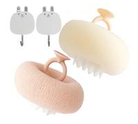2 Pack Super Soft Sunflower Suction Cup Bath Ball, Body Sponges for Shower Exfoliating, Body Scrubber with Handle, Bathing Accessories (A)